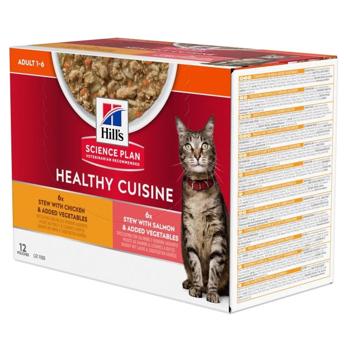 Hill's Science Plan Healthy Cuisine Mijoté Pour Chat Adulte Au Poulet Et Légumes Ajoutés - 12x80g 3 Hill's Science Plan Healthy Cuisine Mijoté Pour Chat Adulte Au Poulet Et Légumes Ajoutés - 12x80g