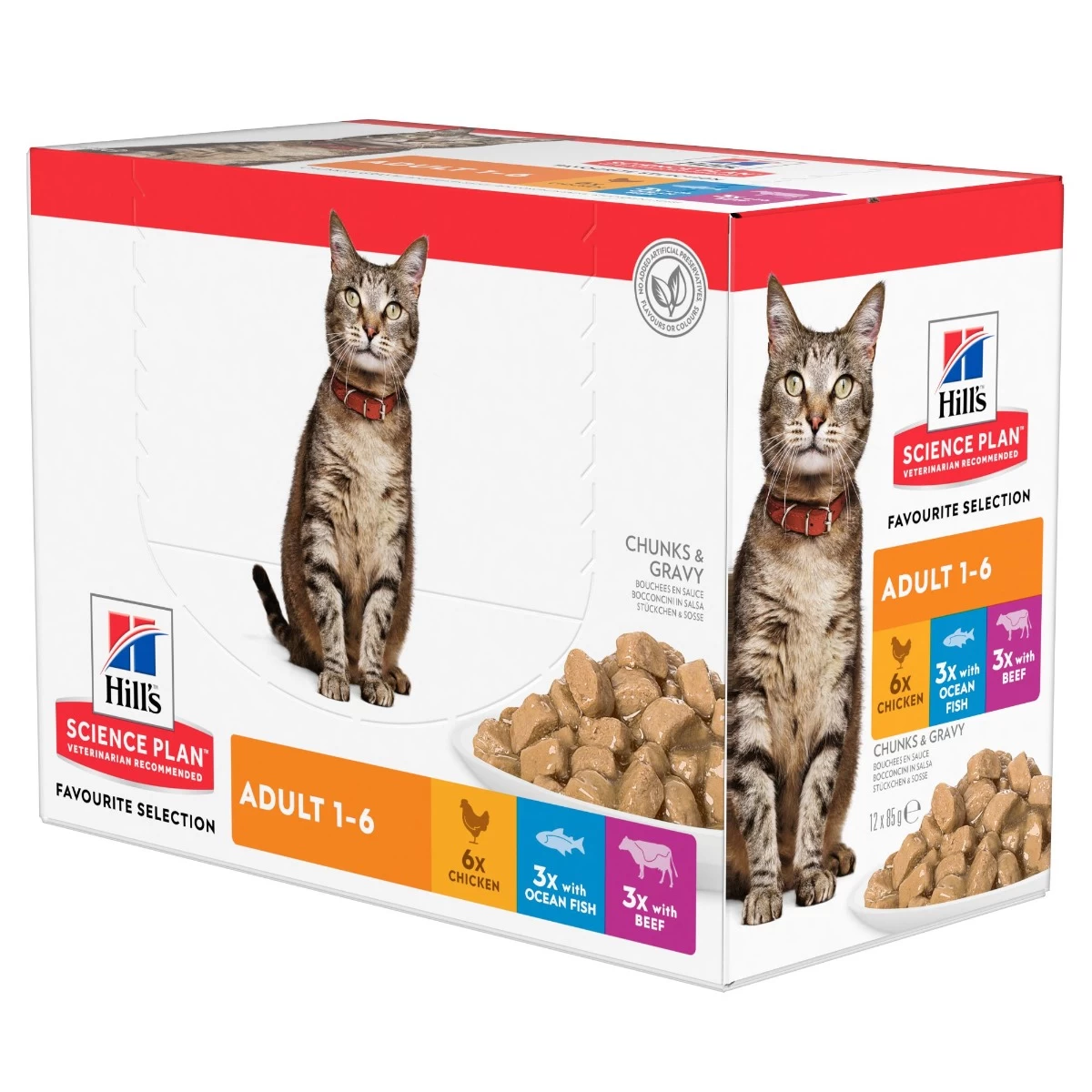 Hill's Science Plan Adult Multipack 12 Sachets De 85gr Repas Pour Chat Poulet, Bœuf Et Poisson 4 Hill's Science Plan Adult Multipack 12 Sachets De 85gr Repas Pour Chat Poulet, Bœuf Et Poisson – Image 2