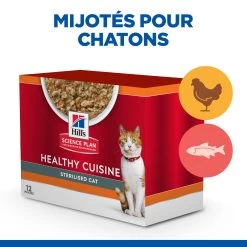 HILL'S SCIENCE PLAN HEALTHY CUISINE MIJOTÉS POUR CHAT ADULTE STÉRILISÉ AU POULET ET AU SAUMON 12X80G -Alimen Tation Chats Hills science plan chat adult sterilised cat healthy cuisine mijotes sachet repas poulet saumon 12x80g 2 FR